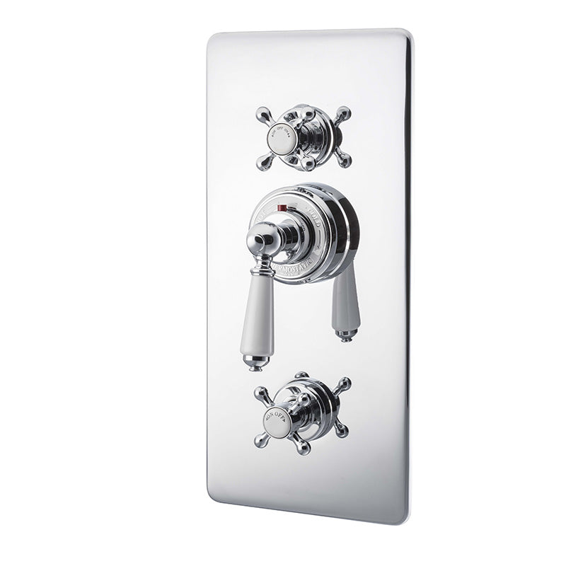 Hurlingham Concealed Thermostatic Valve with Integral Flow Valves - 3 Outlets (1 size, 3 colours) - Brand New Bathrooms