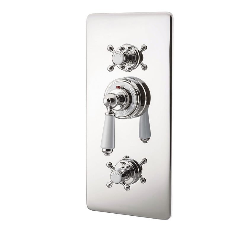 Hurlingham Concealed Thermostatic Valve with Integral Flow Valves - 3 Outlets (1 size, 3 colours) - Brand New Bathrooms