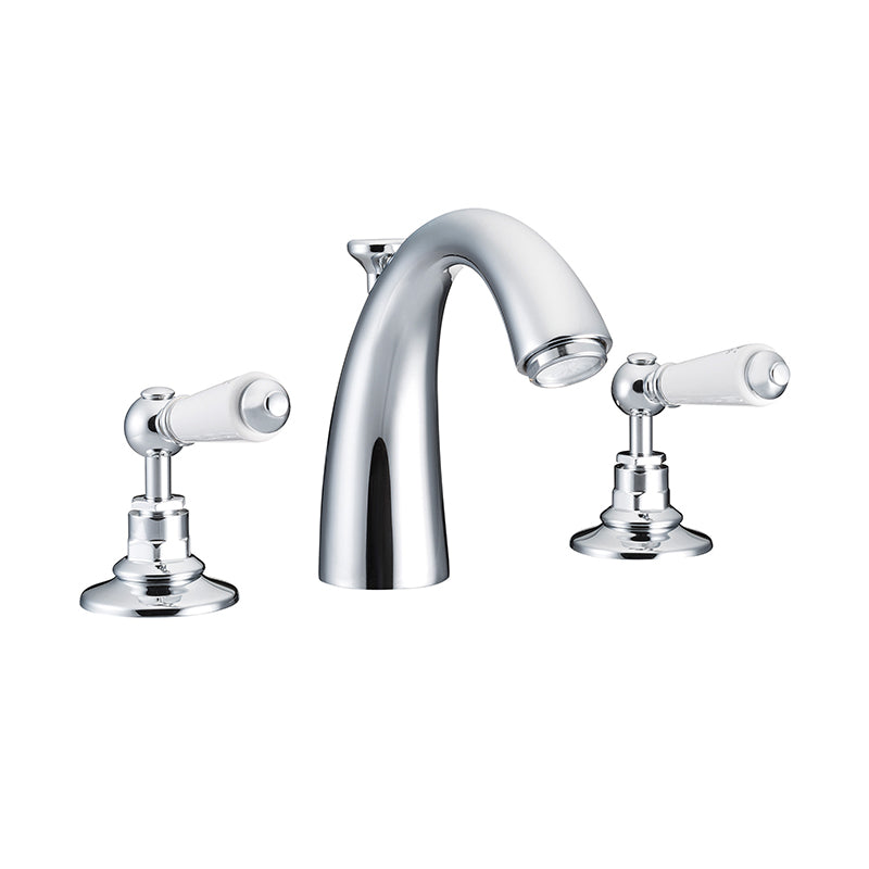 Hurlingham Classical Spout 3 hole Brass Basin Mixer Taps (3 colours) - Brand New Bathrooms