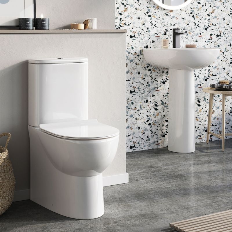 Scudo Belini Rimless Closed Back Toilet Set (Pan, Cistern & Fittings) (White) - Brand New Bathrooms