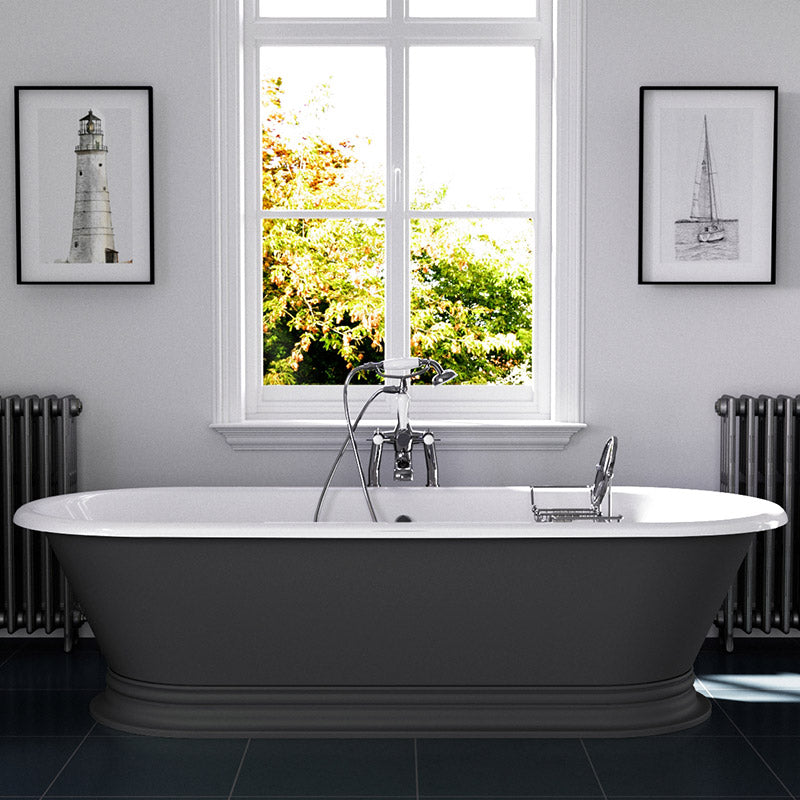 Hurlingham Shikara Double Ended Cast Iron Roll Top Bathtub (1 size, any colour) - Brand New Bathrooms