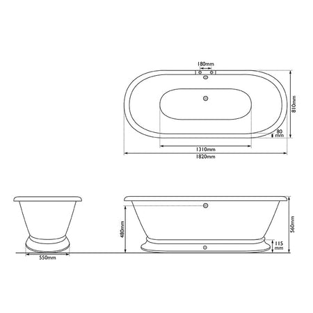 Hurlingham Shikara Double Ended Cast Iron Roll Top Bathtub (1 size, any colour) - Brand New Bathrooms