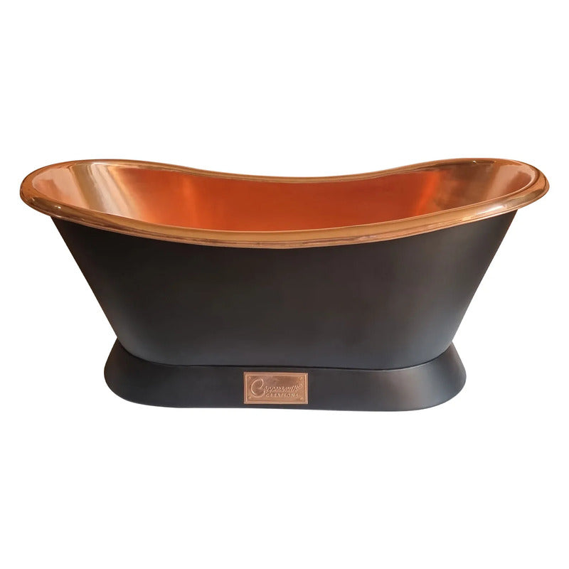 Coppersmith Creations Slanting Base Copper Bathtub with Black Base (1 size, Black Exterior) - Brand New Bathrooms