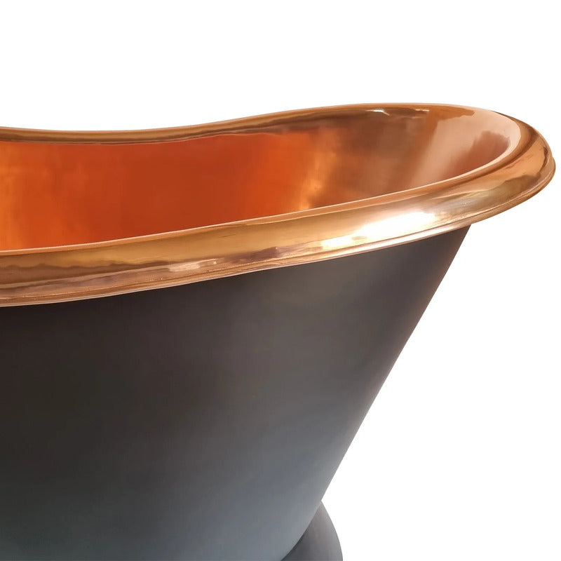 Coppersmith Creations Slanting Base Copper Bathtub with Black Base (1 size, Black Exterior) - Brand New Bathrooms