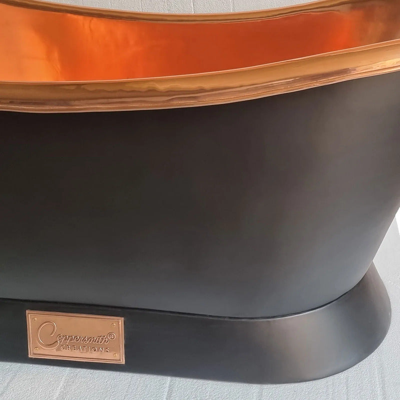 Coppersmith Creations Slanting Base Copper Bathtub with Black Base (1 size, Black Exterior) - Brand New Bathrooms