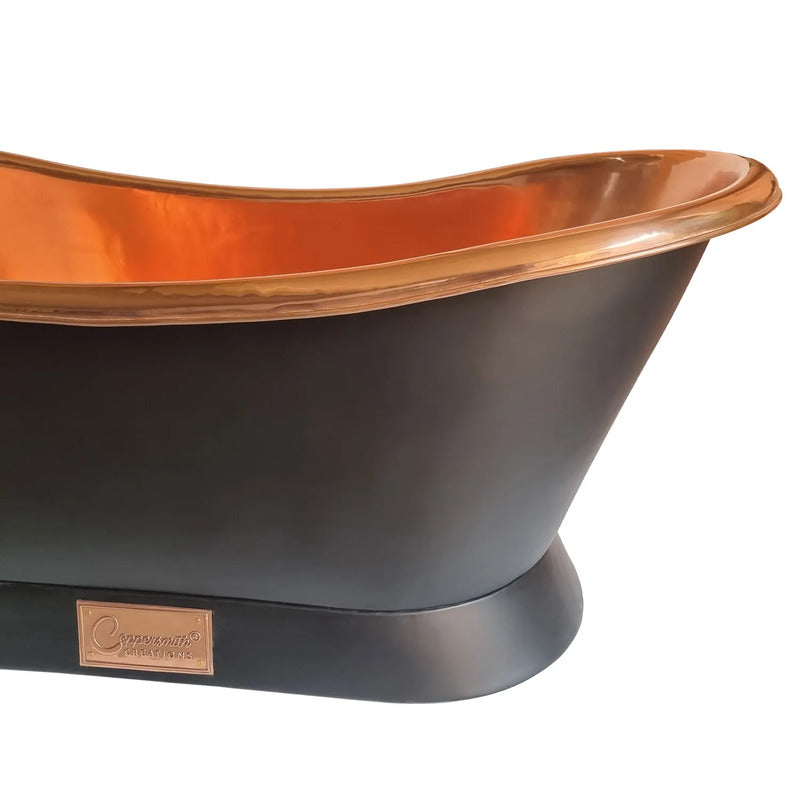 Coppersmith Creations Slanting Base Copper Bathtub with Black Base (1 size, Black Exterior) - Brand New Bathrooms