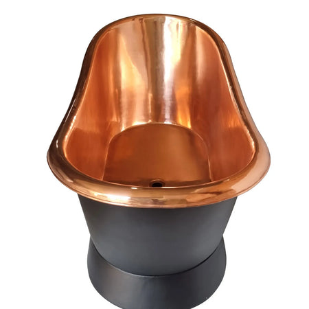 Coppersmith Creations Slanting Base Copper Bathtub with Black Base (1 size, Black Exterior) - Brand New Bathrooms