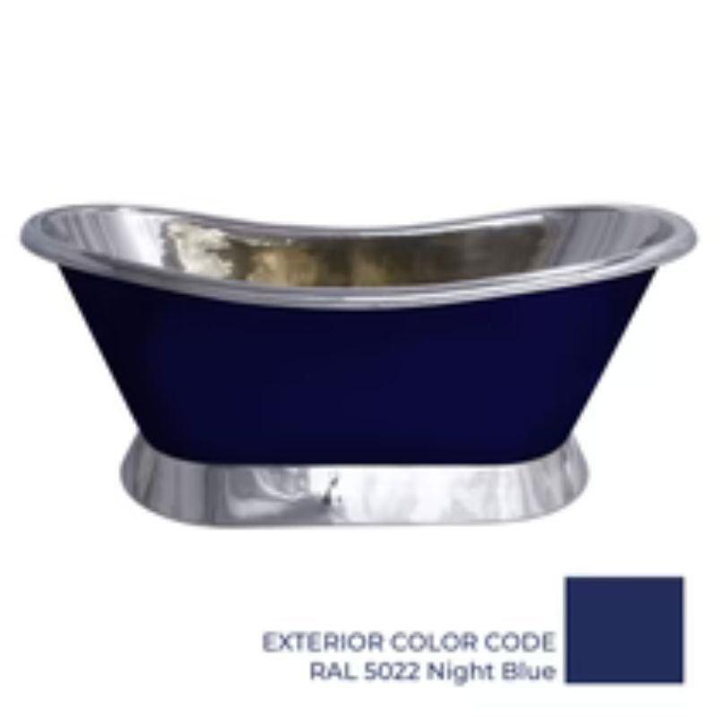 Coppersmith Creations Slanting Base Copper Bathtub (1 size, Nickel Interior, Night Blue Exterior) - Brand New Bathrooms
