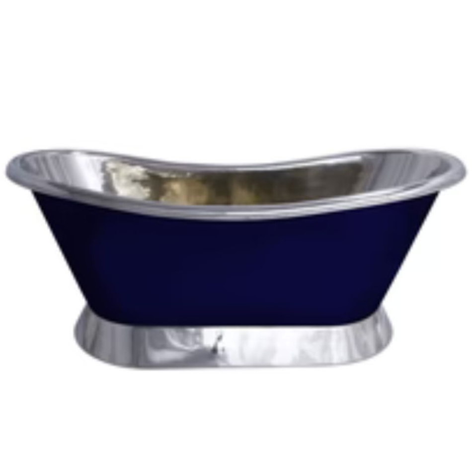 Coppersmith Creations Slanting Base Copper Bathtub (1 size, Nickel Interior, Night Blue Exterior)