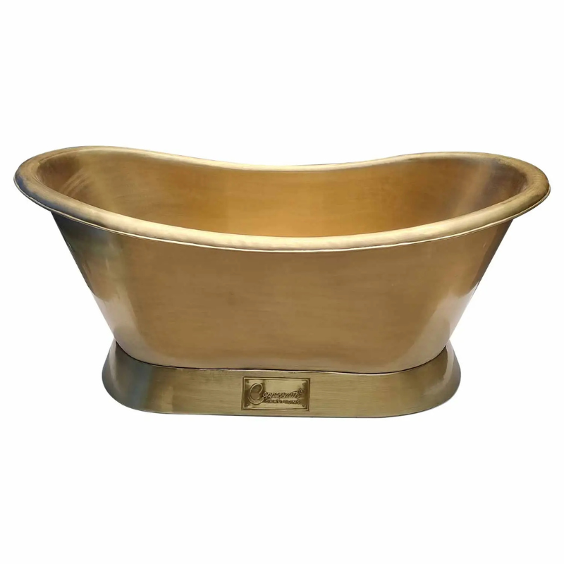 Coppersmith Creations Slanting Base Brass Bathtub (1 size, Full Brushed Brass finish) - Brand New Bathrooms