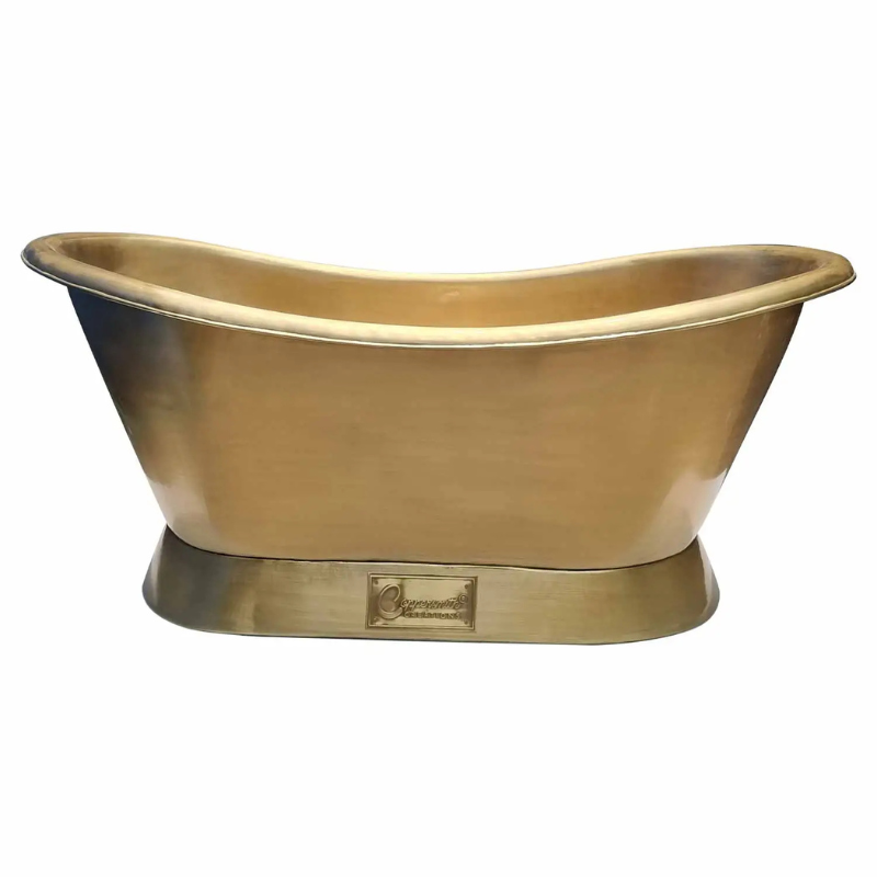 Coppersmith Creations Slanting Base Brass Bathtub (1 size, Full Brushed Brass finish) - Brand New Bathrooms