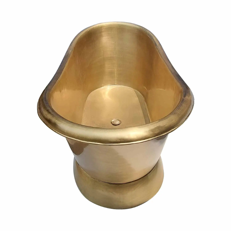 Coppersmith Creations Slanting Base Brass Bathtub (1 size, Full Brushed Brass finish) - Brand New Bathrooms