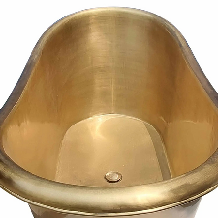 Coppersmith Creations Slanting Base Brass Bathtub (1 size, Full Brushed Brass finish) - Brand New Bathrooms