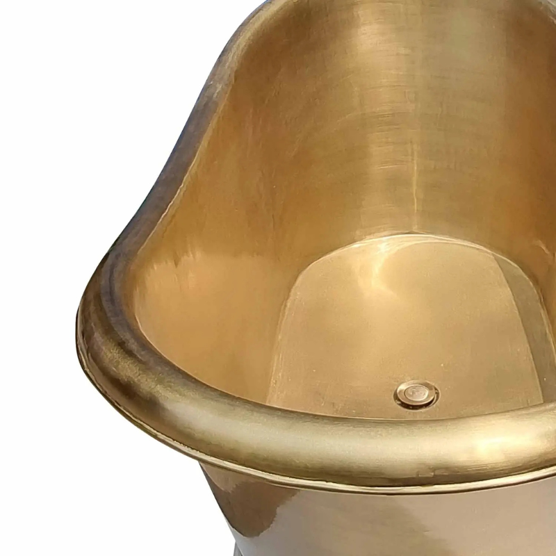 Coppersmith Creations Slanting Base Brass Bathtub (1 size, Full Brushed Brass finish) - Brand New Bathrooms
