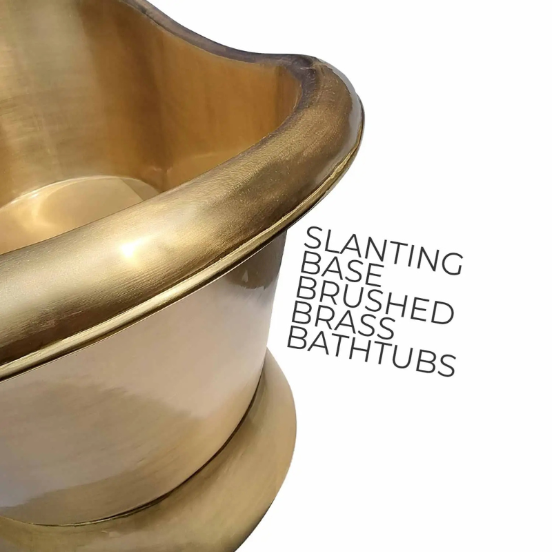 Coppersmith Creations Slanting Base Brass Bathtub (1 size, Full Brushed Brass finish) - Brand New Bathrooms