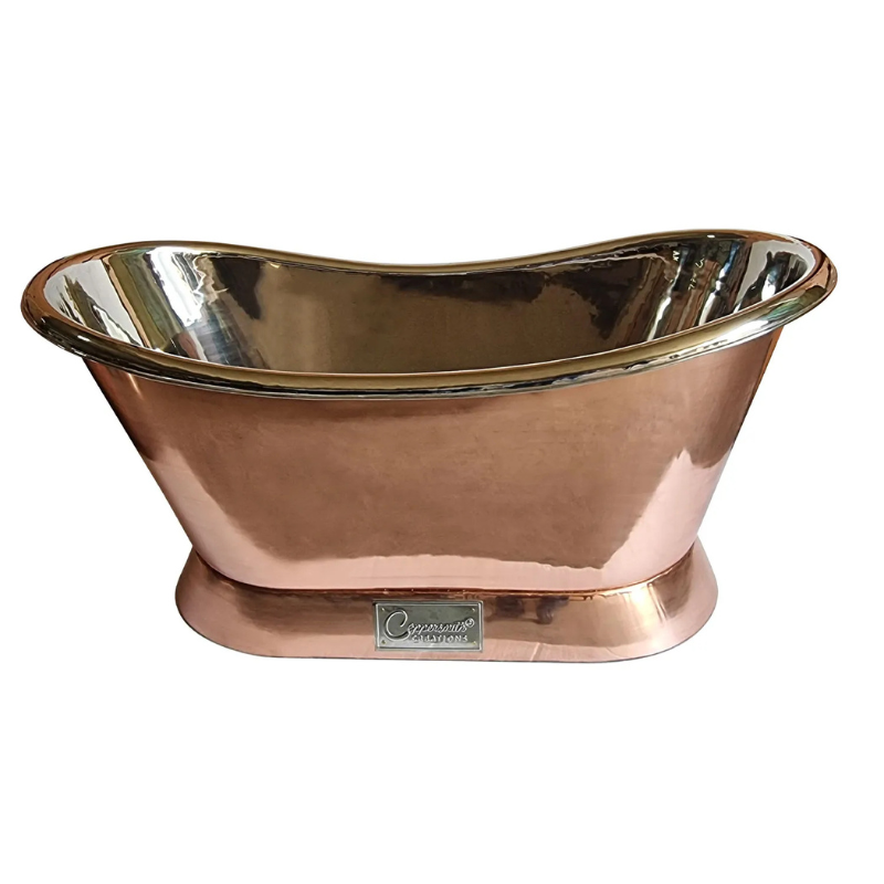 Coppersmith Creations Slanting Base Copper Bathtub (1 size, Nickel Interior, Copper Exterior) - Brand New Bathrooms