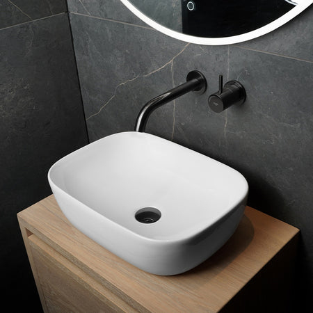 Loutro Lavabo Spiro Rectangle Ceramic Basin (1 size, 2 colours) - Brand New Bathrooms