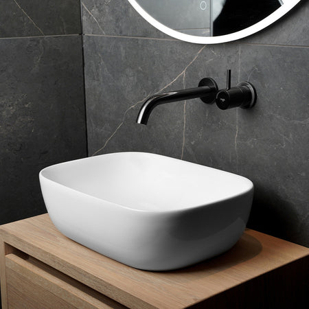Loutro Lavabo Spiro Rectangle Ceramic Basin (1 size, 2 colours) - Brand New Bathrooms