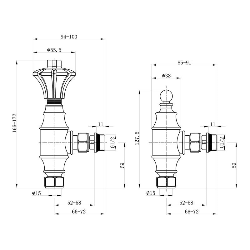 Arroll Solid Brass Designer Radiator Valve UK-29 (1 size, 5 colours) - Brand New Bathrooms