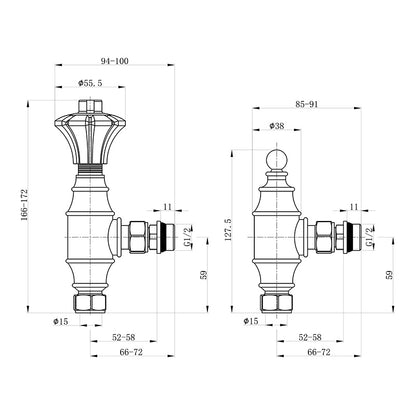 Arroll Solid Brass Designer Radiator Valve UK-29 (1 size, 5 colours) - Brand New Bathrooms