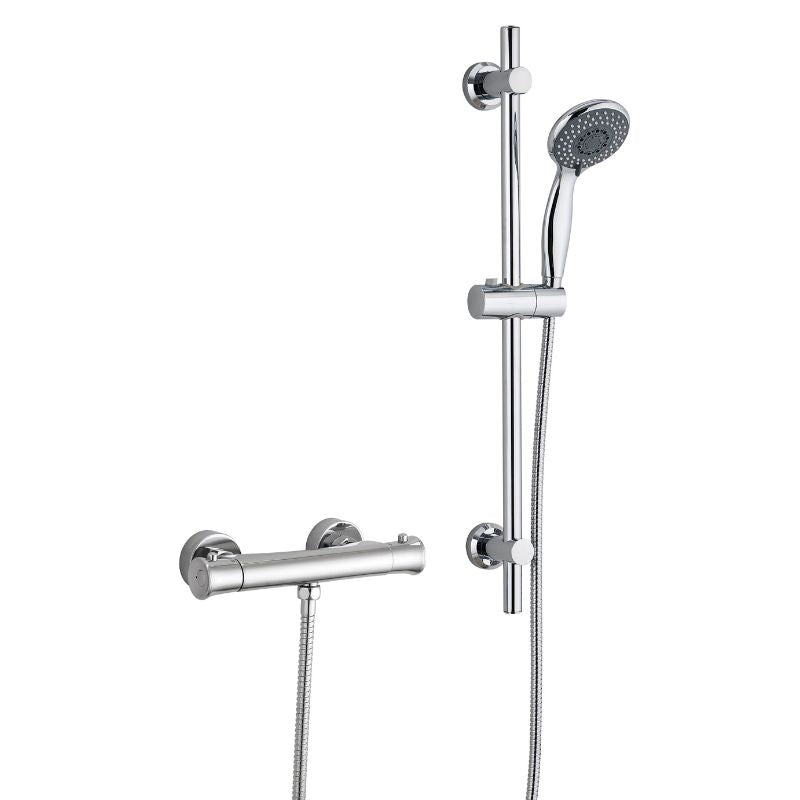 Tailored Bathrooms Plumb Essential Thermostatic Shower Riser Kit (Chrome) - Brand New Bathrooms