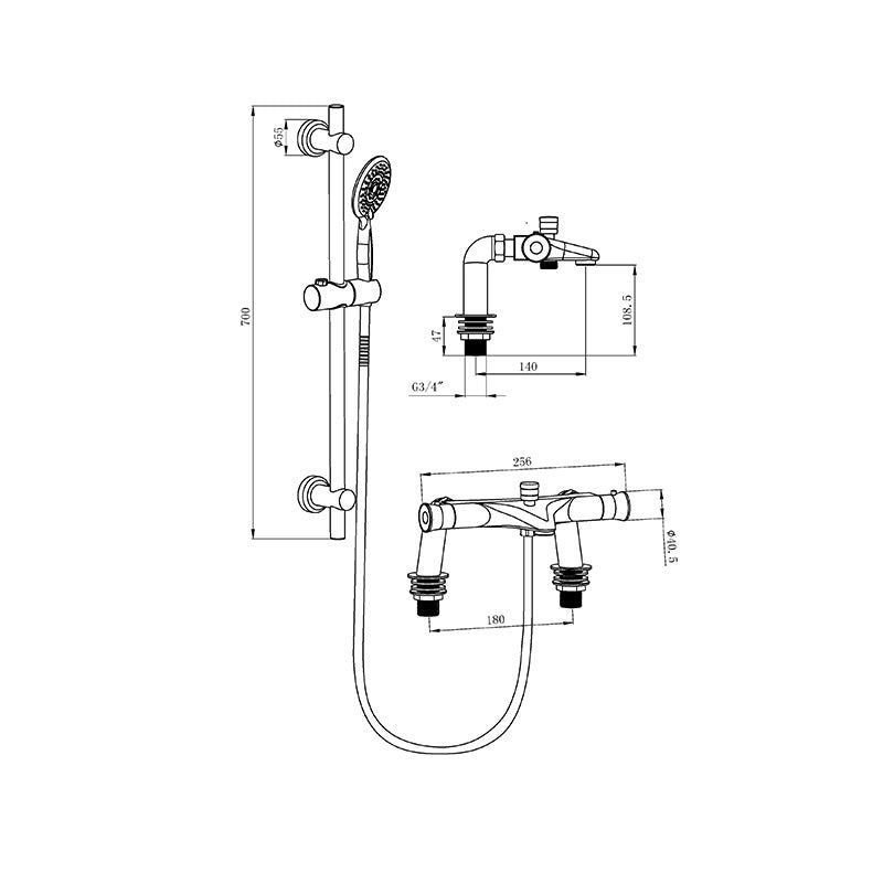Tailored Bathrooms Plumb Essential Thermostatic Bath & Shower Mixer Riser Kit (Chrome) - Brand New Bathrooms