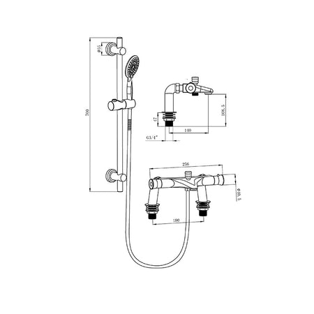 Tailored Bathrooms Plumb Essential Thermostatic Bath & Shower Mixer Riser Kit (Chrome) - Brand New Bathrooms