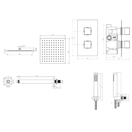 Tailored Bathrooms Concealed Thermostatic 2 Handle 2 Way Shower Kit (2 types, 2 shapes, Chrome) - Brand New Bathrooms