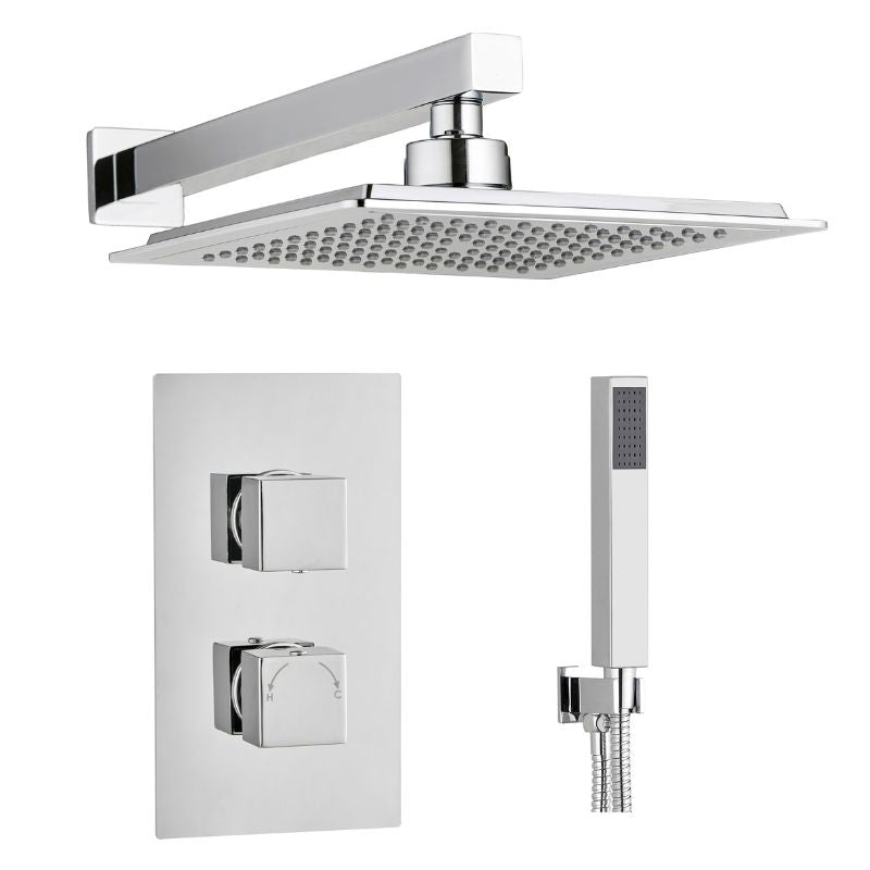 Tailored Bathrooms Concealed Thermostatic 2 Handle 2 Way Shower Kit (2 types, 2 shapes, Chrome) - Brand New Bathrooms