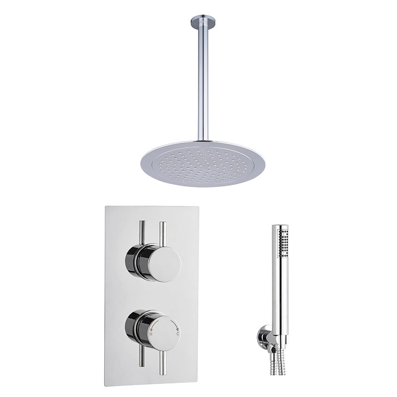Tailored Bathrooms Concealed Thermostatic 2 Handle 2 Way Shower Kit (2 types, 2 shapes, Chrome) - Brand New Bathrooms