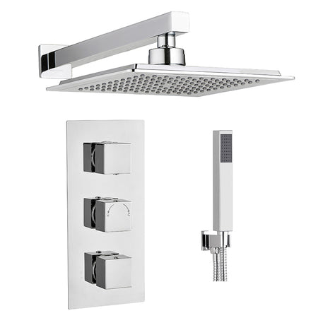 Tailored Bathrooms Concealed Thermostatic 3 Handle 2 Way Shower Kit (2 types, 2 shapes, Chrome) - Brand New Bathrooms