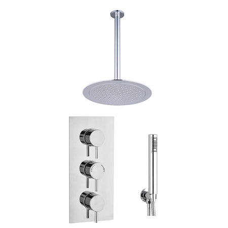 Tailored Bathrooms Concealed Thermostatic 3 Handle 2 Way Shower Kit (2 types, 2 shapes, Chrome) - Brand New Bathrooms