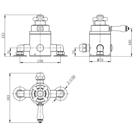 Tailored Bathrooms Tenby Traditional Concentric Exposed Mixer Valve (Chrome) - Brand New Bathrooms