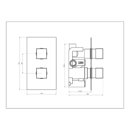 Tailored Bathrooms Concealed 2 Handle 1 Way Thermostatic Shower Valve (2 styles, Chrome) - Brand New Bathrooms