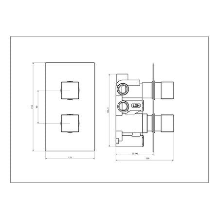 Tailored Bathrooms Concealed 2 Handle 2 Way Thermostatic Shower Valve (2 styles, Chrome) - Brand New Bathrooms