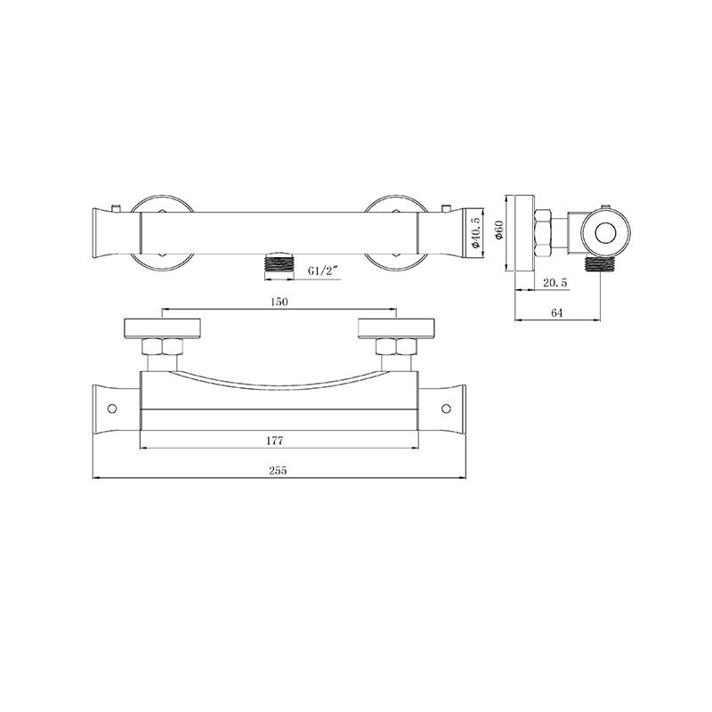 Tailored Bathrooms Thermostatic Easy Fit Bar Mixer Valve (2 styles, Chrome) - Brand New Bathrooms