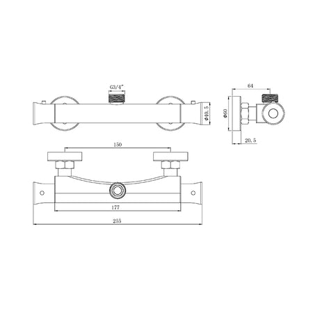 Tailored Bathrooms Thermostatic Easy Fit Bar Mixer Valve (2 styles, Chrome) - Brand New Bathrooms