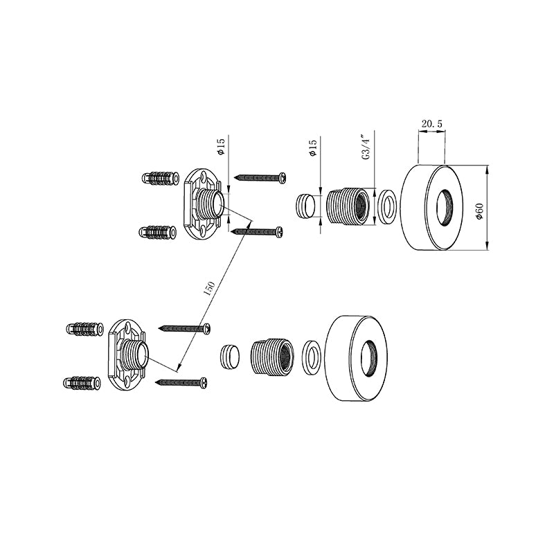 Tailored Bathrooms Easy-Fit Shower Brackets (2 Styles, Chrome) - Brand New Bathrooms