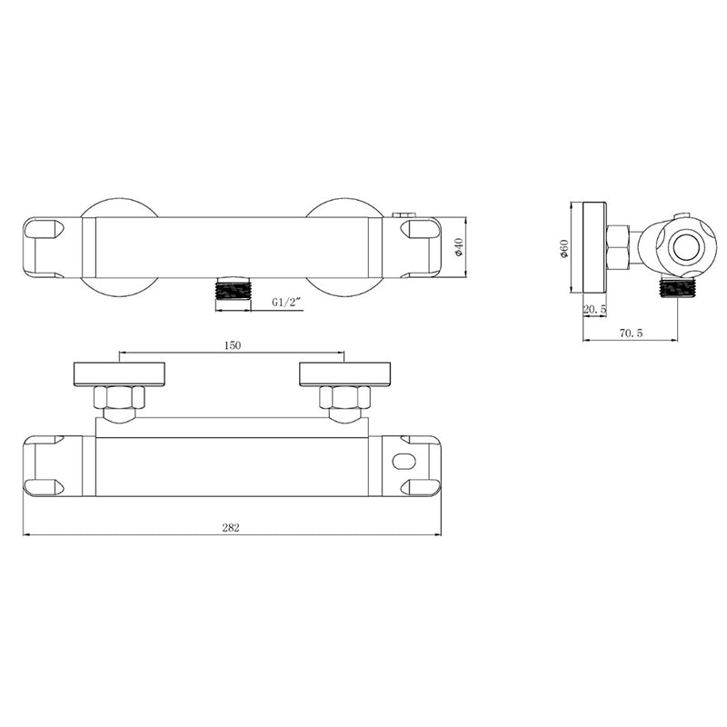 Tailored Bathrooms Low Pressure High Flow Shower Bar Valve & Easy Fit Kit (Chrome) - Brand New Bathrooms