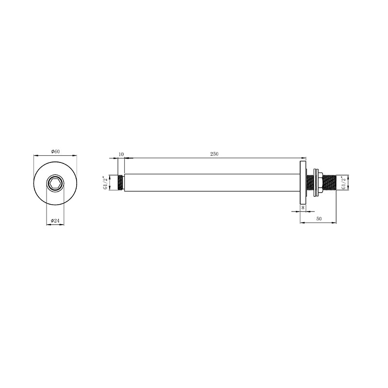 Tailored Bathrooms Shower Ceiling Arm (2 styles, Chrome) - Brand New Bathrooms