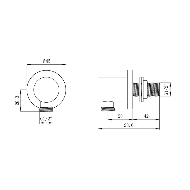 Tailored Bathrooms Shower Wall Outlet Elbow (2 styles, Chrome) - Brand New Bathrooms