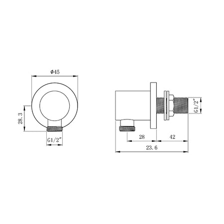Tailored Bathrooms Shower Wall Outlet Elbow (2 styles, Chrome) - Brand New Bathrooms