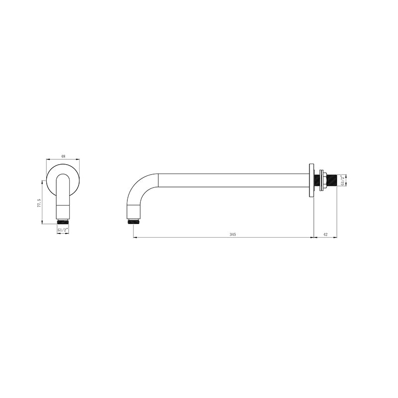 Tailored Bathrooms Shower Wall Outlet Arm (2 styles, Chrome) - Brand New Bathrooms