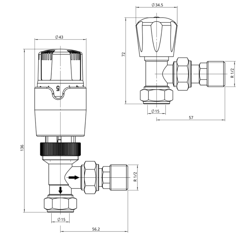 Tailored Bathrooms Thermostatic Radiator Valves (2 styles, Chrome) - Brand New Bathrooms