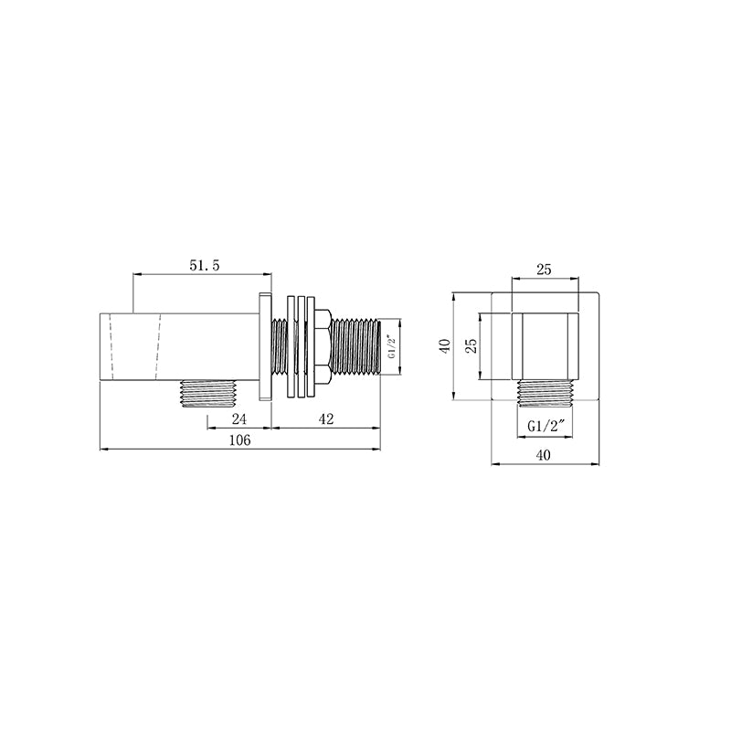 Tailored Bathrooms Shower Wall Outlet Elbow with Handset Holder (2 styles, Chrome) - Brand New Bathrooms