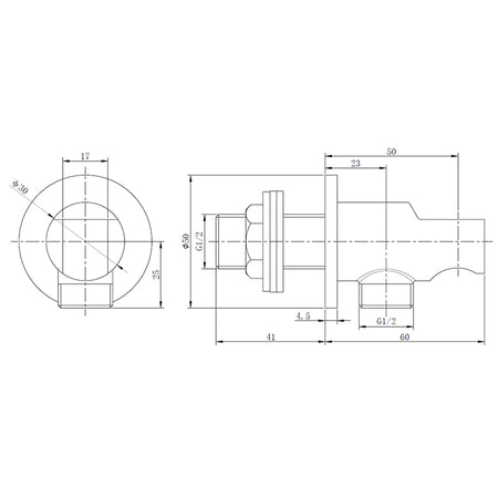 Tailored Bathrooms Shower Wall Outlet Elbow with Handset Holder (2 styles, Chrome) - Brand New Bathrooms