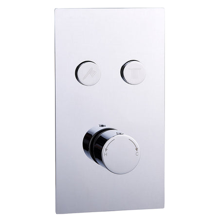 Tailored Bathrooms Thermostatic Concealed 2 Outlet Push Button Shower Valve (2 styles, Chrome) - Brand New Bathrooms