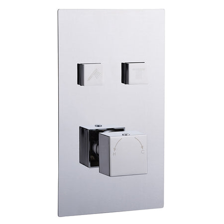 Tailored Bathrooms Thermostatic Concealed 2 Outlet Push Button Shower Valve (2 styles, Chrome) - Brand New Bathrooms