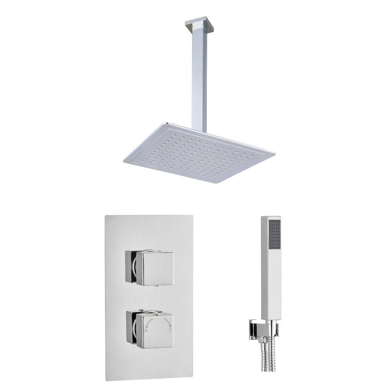 Tailored Bathrooms Concealed Thermostatic 2 Handle 2 Way Shower Kit (2 types, 2 shapes, Chrome) - Brand New Bathrooms