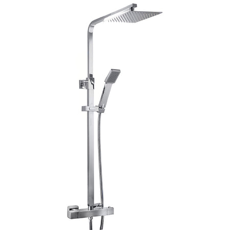 Tailored Bathrooms Plumb Essential Square Thermostatic Overhead Shower Kit with Head & Adjustable Rail (Chrome) - Brand New Bathrooms
